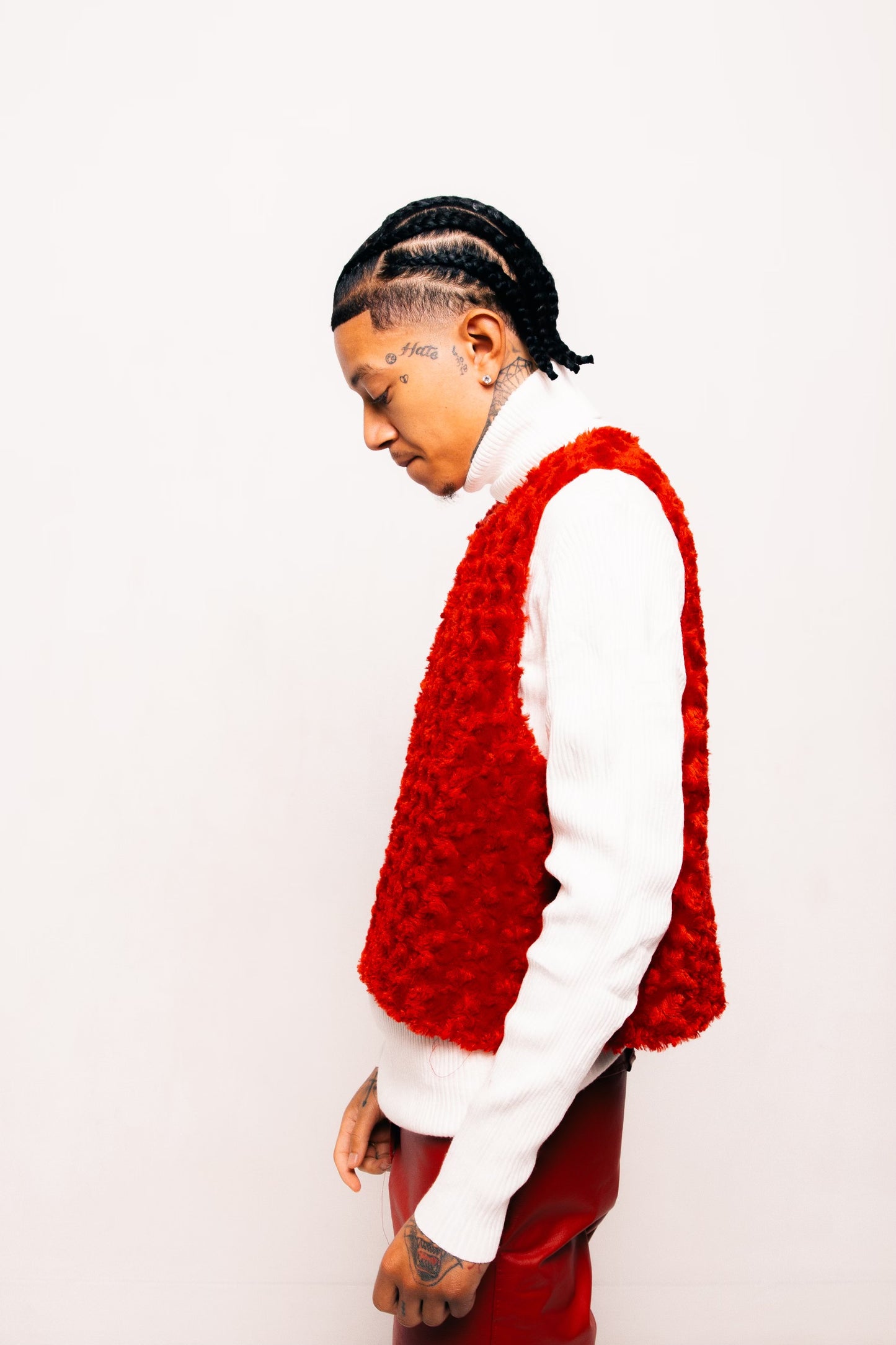 Red Fur Pullover Vest